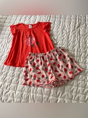 Tucker + Tate Red Top with Pink Strawberry-Print Shorts Pajama Set